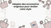 Des accessoires dessinés à la main entourent élégamment le centre du visuel où se trouve le titre.