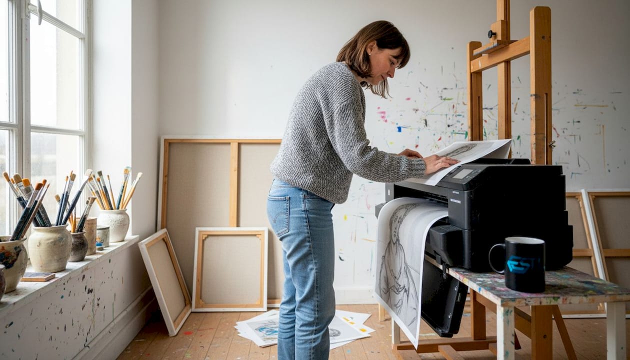 Dans la clarté de son atelier, l’artiste puise son inspiration pour créer.