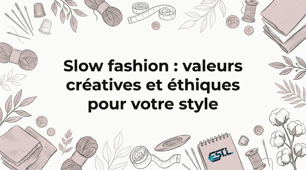 Illustration élégante pour la bannière d’un blog dédié à la slow fashion