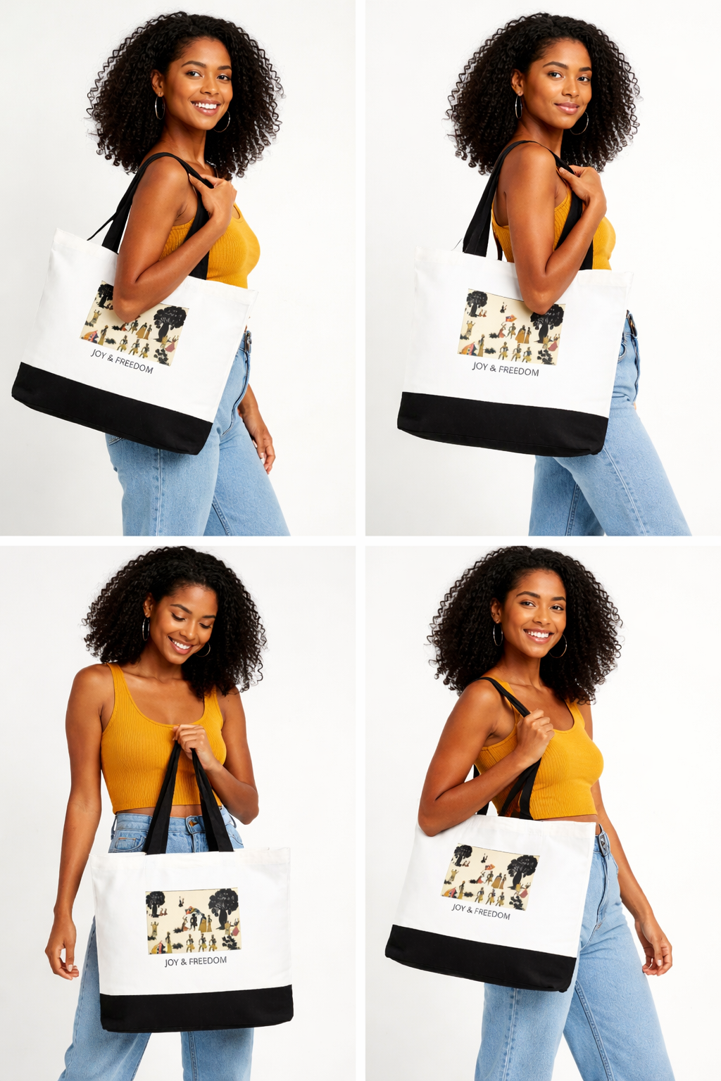 Large cotton tote bag, "JOY &amp; FREEDOM" Collection – by EST.L arts