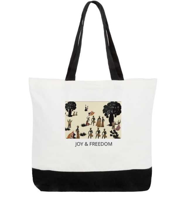 Large cotton tote bag, "JOY &amp; FREEDOM" Collection – by EST.L arts
