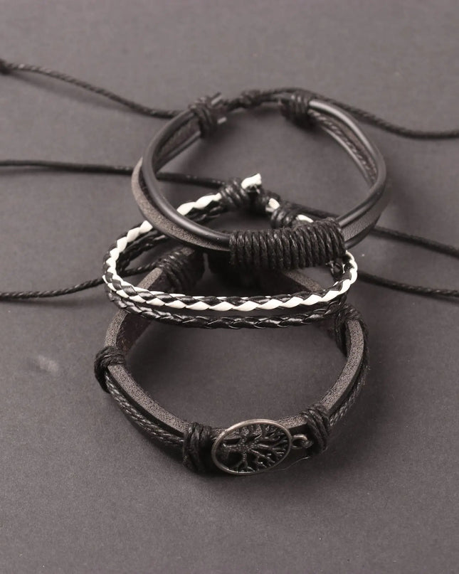 Ensemble de quatre bracelets en cuir pour hommes