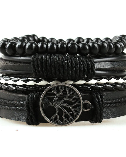 Set of Four Leather Bracelets for Men