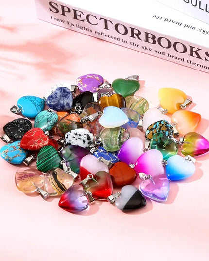 Pendentifs en cristal en forme de cœur de couleur mixte, 10 pièces/lot