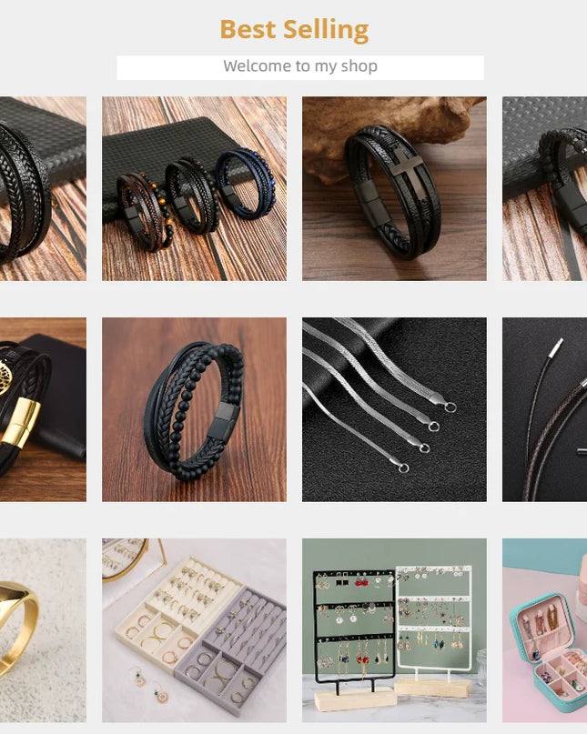 Bracciale da uomo in pelle intrecciata, multistrato, lavorato a mano – 19, 21, 23 cm – Stile punk e classico