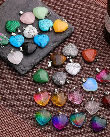 Pendentifs en cristal en forme de cœur de couleur mixte, 10 pièces/lot