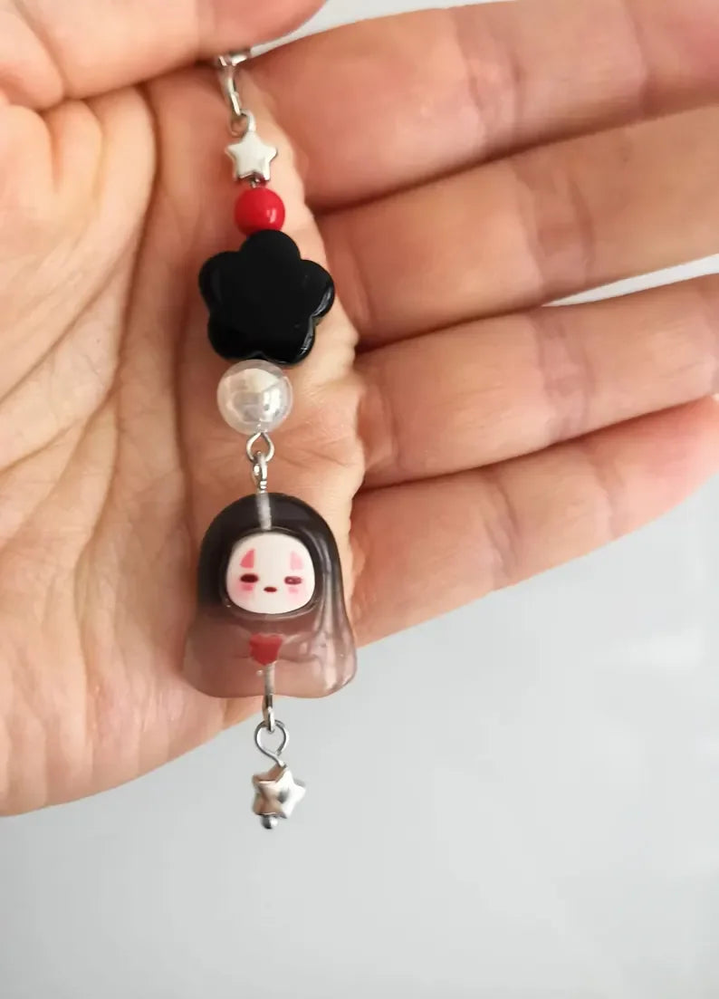 Breloque de lanière de téléphone Kaonashi sans visage, porte-clés en résine inspiré de l'anime Studio Ghibli, accessoires pendentif de sac à dos, cadeau Y2K