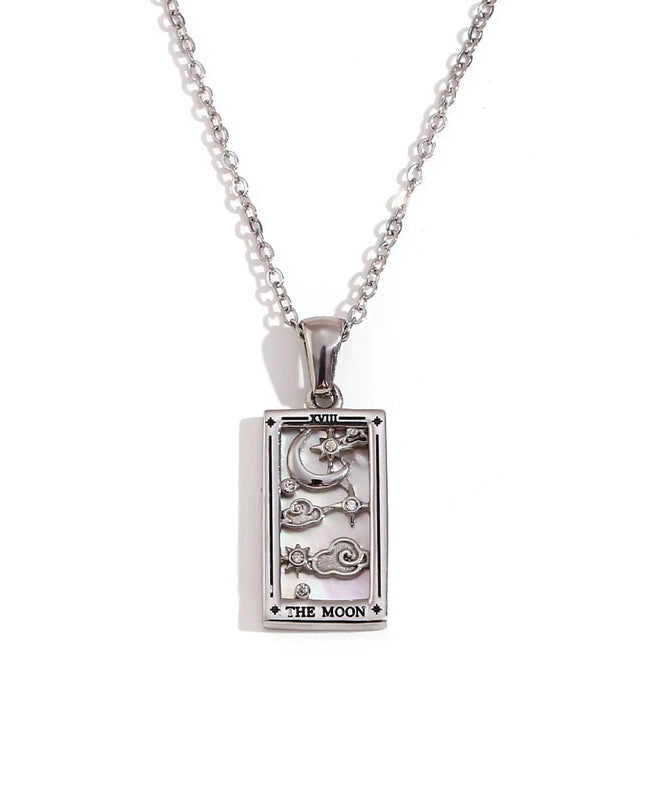 Collana con ciondolo a forma di tarocchi – Acciaio inossidabile e zirconi – Placcata oro 18 carati – Elegante e resistente gioiello da donna