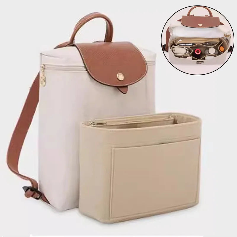 Organisateur de pochette souple, sac intérieur en feutre, doublure de sac à main pour sac à dos Longchamp Le Pliage