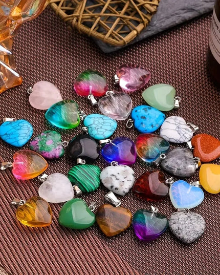 Pendentifs en cristal en forme de cœur de couleur mixte, 10 pièces/lot