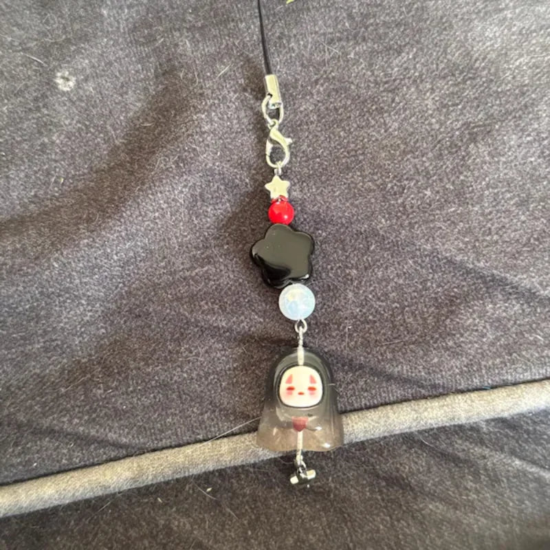 Breloque de lanière de téléphone Kaonashi sans visage, porte-clés en résine inspiré de l'anime Studio Ghibli, accessoires pendentif de sac à dos, cadeau Y2K