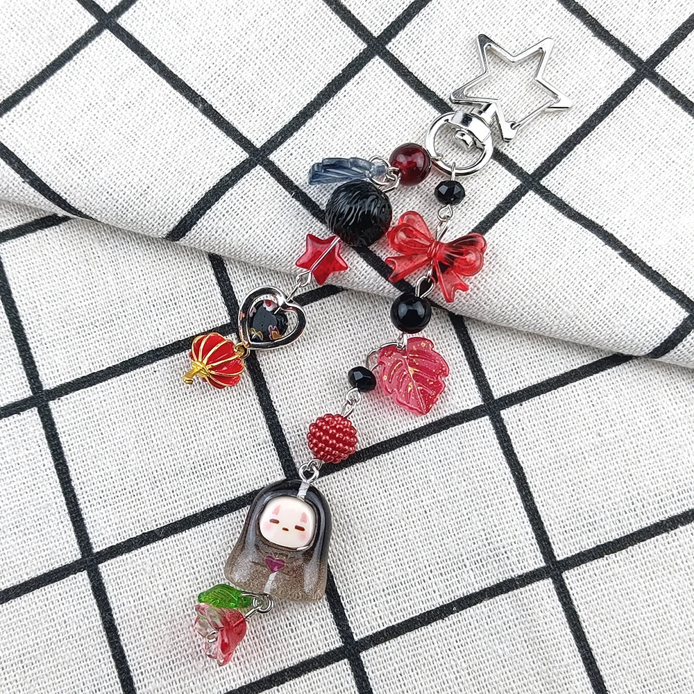 Breloque de lanière de téléphone Kaonashi sans visage, porte-clés en résine inspiré de l'anime Studio Ghibli, accessoires pendentif de sac à dos, cadeau Y2K