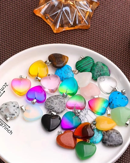 Pendentifs en cristal en forme de cœur de couleur mixte, 10 pièces/lot