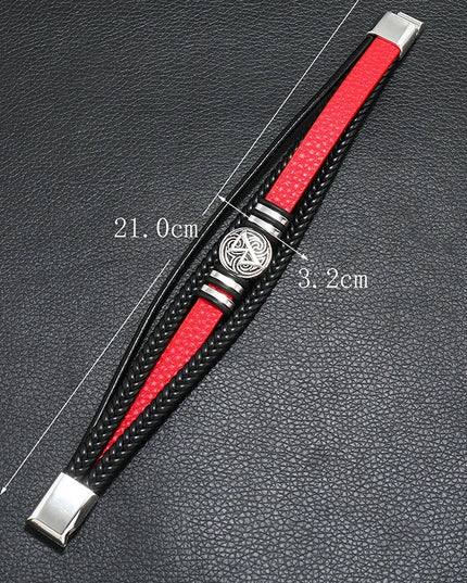 Bracelet en cuir tressé multicouche pour homme, boussole et œil protecteur – Style tendance