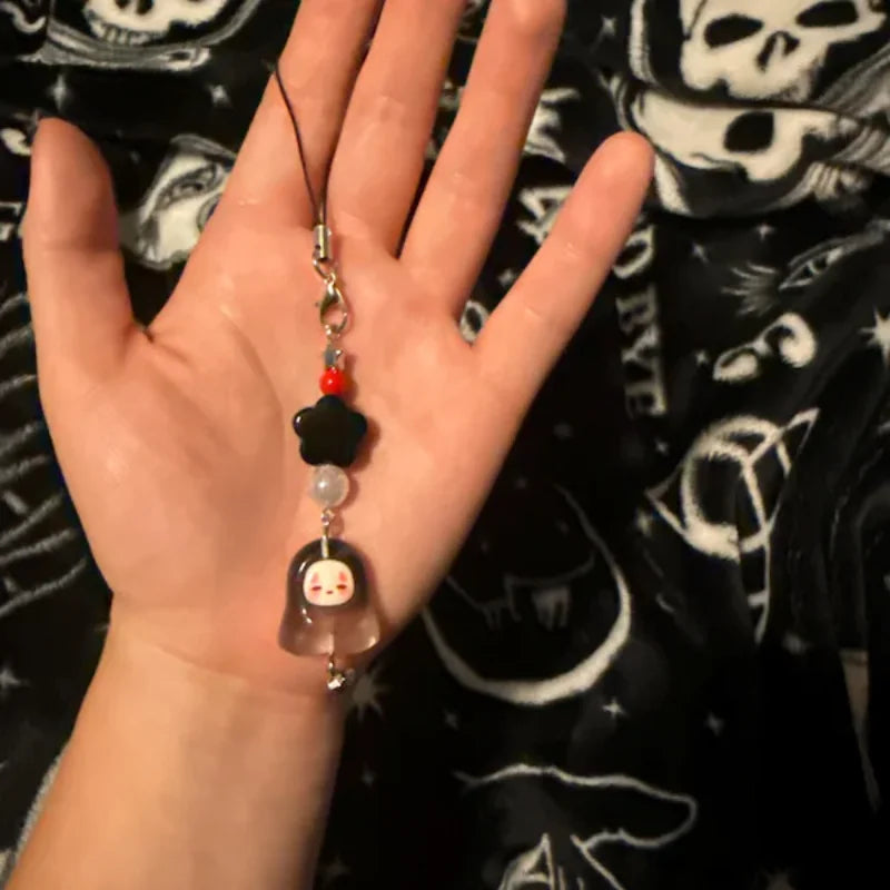 Breloque de lanière de téléphone Kaonashi sans visage, porte-clés en résine inspiré de l'anime Studio Ghibli, accessoires pendentif de sac à dos, cadeau Y2K