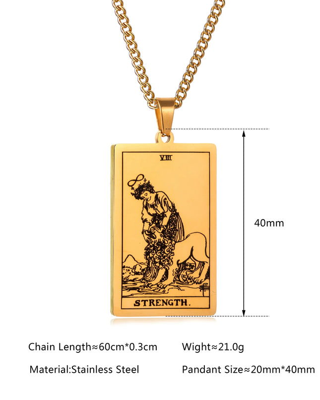 Collana con ciondolo a forma di tarocchi in acciaio inossidabile – Stella / Sole / Luna – Stile etnico unisex