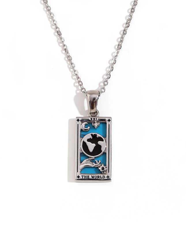 Collana con ciondolo a forma di tarocchi – Acciaio inossidabile e zirconi – Placcata oro 18 carati – Elegante e resistente gioiello da donna