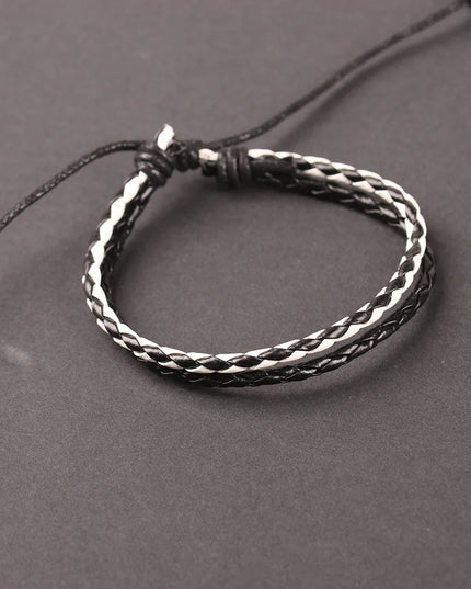 Set of Four Leather Bracelets for Men