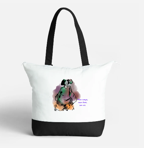 Borsa tote grande con cerniera - "In the Hood" di EST.L– 34 x 47 cm